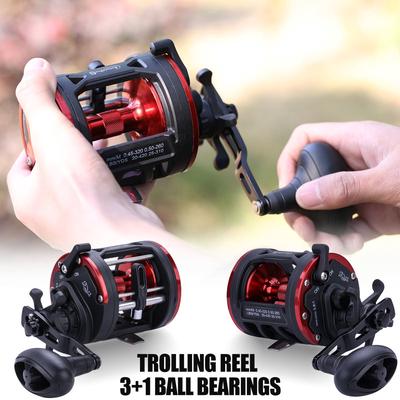 Катушка для троллинга, круглая катушка для приманки, графитовый корпус, большая емкость лески, барабанная катушка 3+1 BB