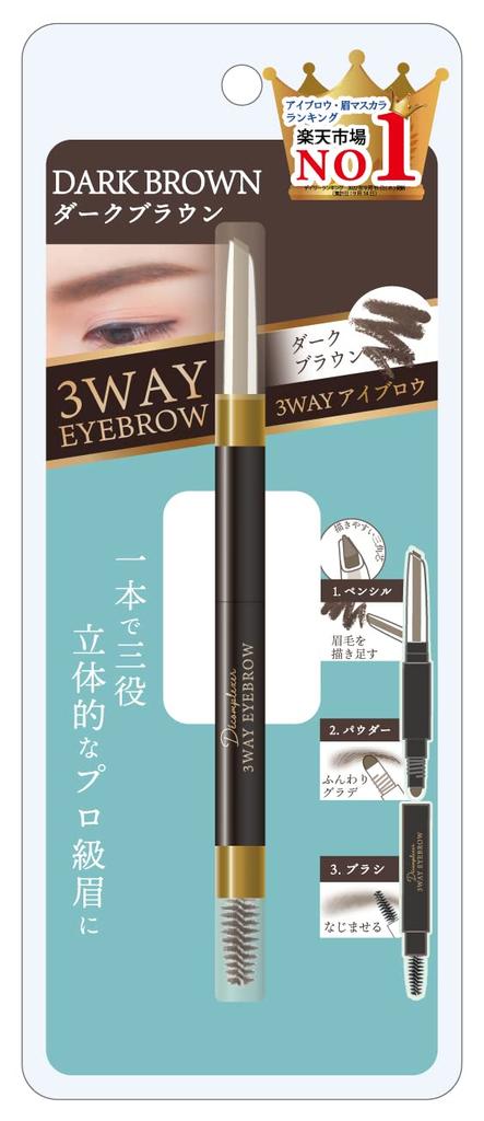 Picomte Japan DE 3WAY Eyebrow Темный карандаш для бровей Кисть для пудры Красивые брови Мягкий натуральный коричневый/3way 3-в-1 и трехмерный