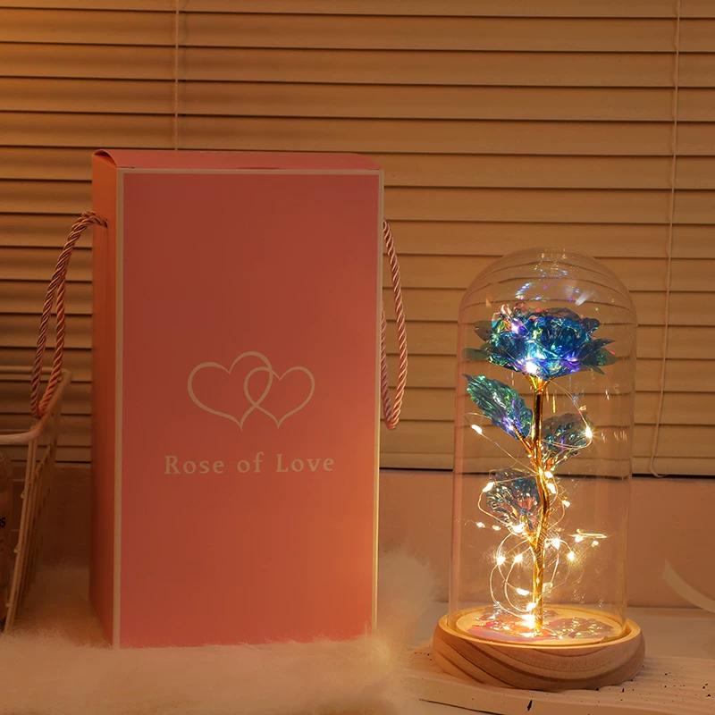 Eternal bouquet rose night light ornament bedroom decoration birthday gift girls girls children senior sense Qixi Festival