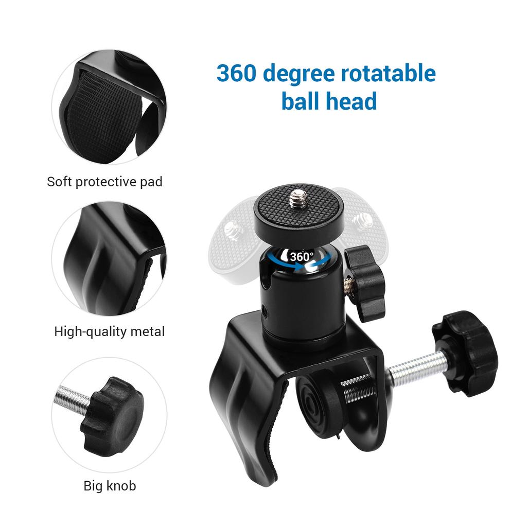 Super Clamp Mount U shaped Fixing Clamp with Rotatable Ball Head for LED Light Camera Microphone
