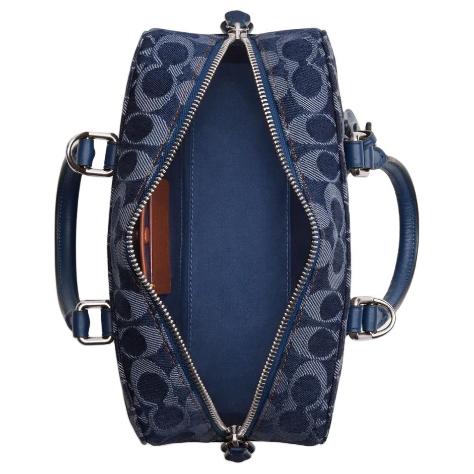 COACH Bowery Denim With Calfskin Shoulder Bag, Crossbody Bag, Handbag Medium Womens Dark Blue