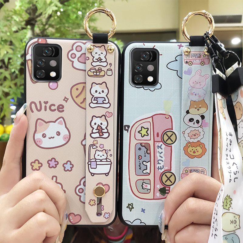 Durable Cartoon Phone Case For UMIDIGI A11 Pro Max Anti-dust Protective Shockproof Soft Case Wristband Ring Kickstand