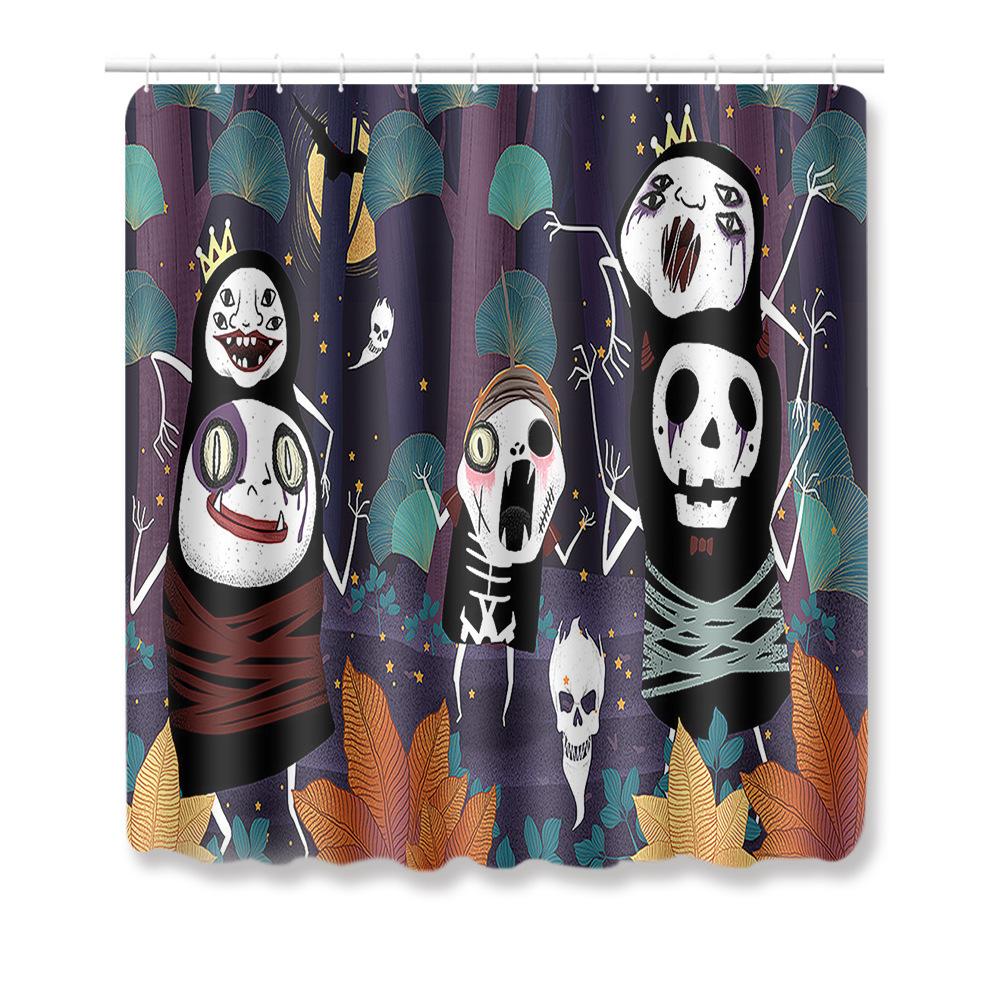 Halloween Shower Curtain Floor Mat Combination Four-Piece Set Kitchen Absorbent Non-Slip Carpet Bedroom Door Mat
