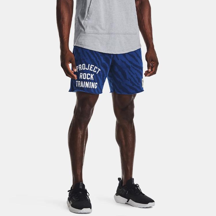 Under Armour Мужские флисовые шорты с принтом Project Rock Phantom-Blue 1377445-471