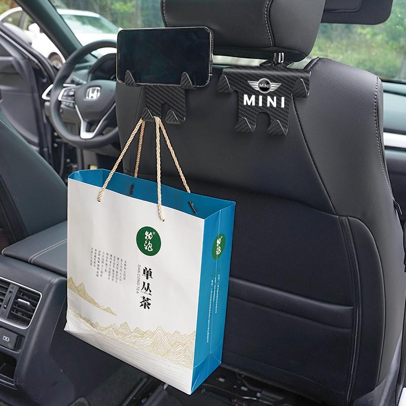 Carbon Fiber Portable Car Seat Back Hooks For MINI JCW Cabrio Cooper Countryman Aceman Clubman Coupe Paceman Roadster Hub Cap