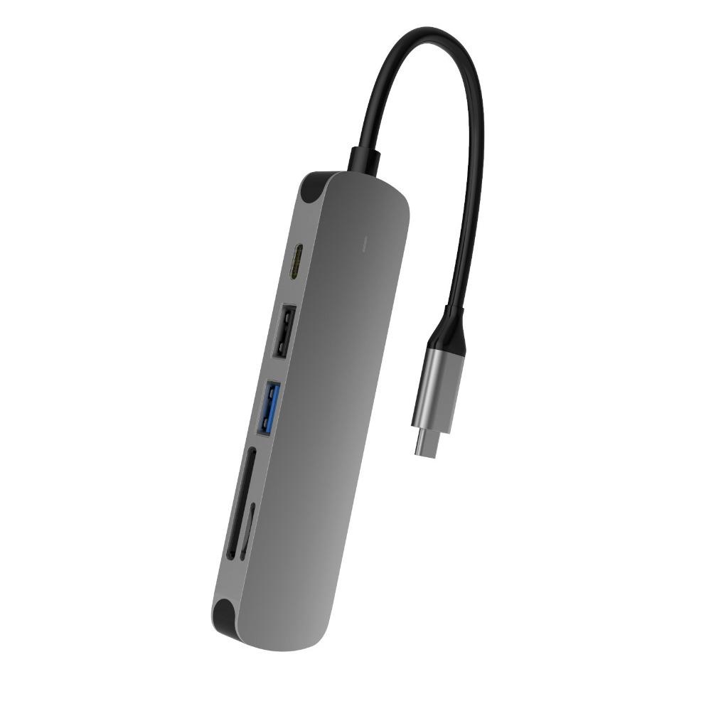 Док-станция 6 в 1 Type C USB C Hub Multiport Adapter для ноутбука MacBook Pro Air