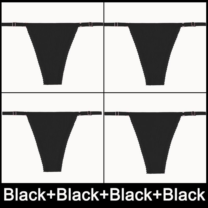 4PCS/Set Adjustable Waist Sexy G-string Panties Cotton Women's Underwear Girl Female Pantys Bikini Lady Thongs Lingerie