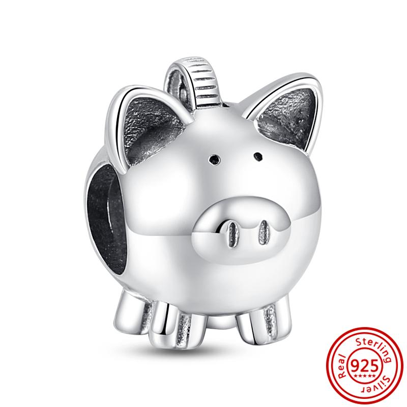 S925 Серебряный Подвеска в виде животного кошка, собака, панда, сова, белка, единорог, лошадь, медведь, кролик, сделай сам, бусина подходит для оригинального браслета, ювелирные украшения