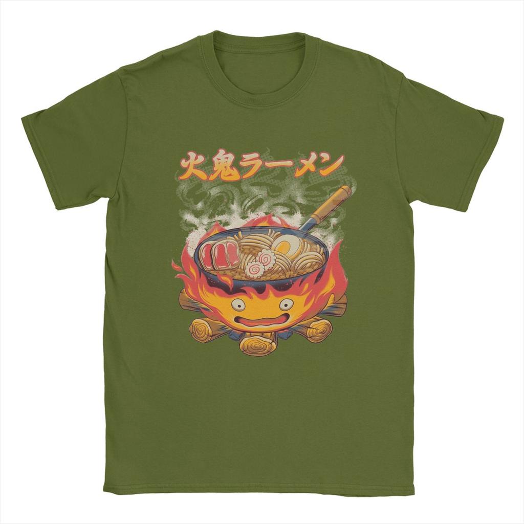 Мужские футболки Howled Ramen Movings Fire Demon Castles, 100% хлопок, винтажные футболки с круглым вырезом, новое поступление футболок