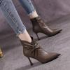 Fashion Booties for Women 2025 Versatile New Small Pointed Toe Thin Heel Skinny Boots