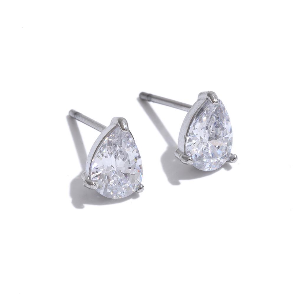 Yhpup Shiny Cubic Zirconia Geometry Small Stud Earrings High Quality Stainless Steel Dainty Fashion Aesthetic Jewelry PVD Plated
