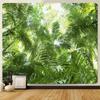 Natural Forest Landscape Waterfall Tropical Jungle Palm Leaf Art Decoration Tapestry Picnic Mat Living Room Wall Hanging