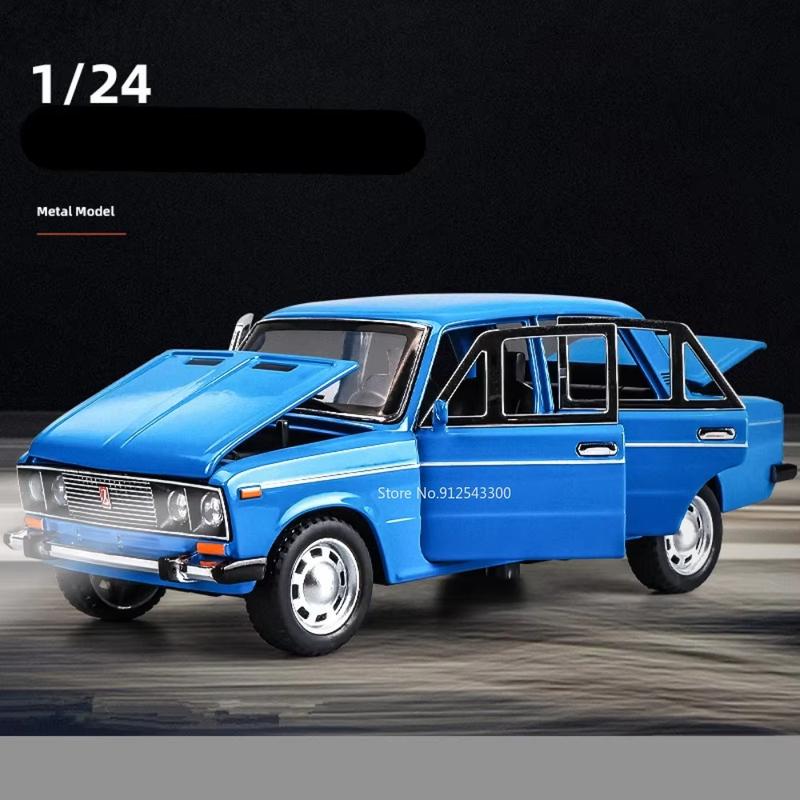Игрушечная модель автомобиля LADA в масштабе 1/24, литой под давлением сплав, 6 дверей, открывающиеся, инерционные, со звуком и светом, масштабная модель автомобиля, детские игрушки для мальчиков, коллекция, подарок