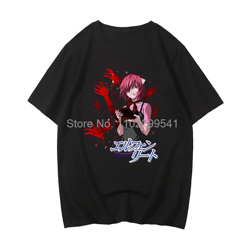 Elfen Lied Japanese Anime T-shirt Graphic Clothing Lucy Waifu Senpai Men Tshirt Casual Short Sl