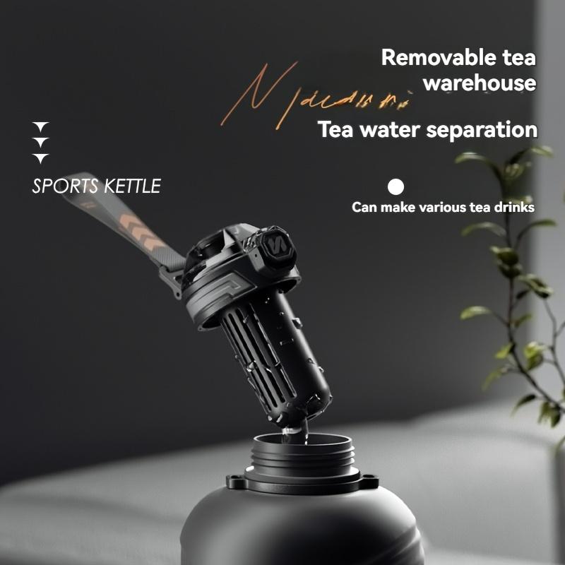 Бутылка для воды с градуировкой объема, 2200 мл/2600 мл, с ручкой и ремешком, с отделением для чая, подходит для фитнеса, активного отдыха, ежедневного использования