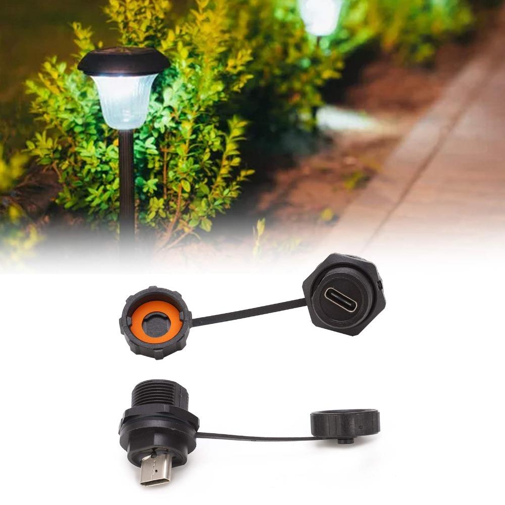 with Dust Cover Waterproof USB Connector IP67 Type C Socket Panel Equipment Connection