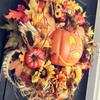 Fall Wreaths for Front Door Autumn Wreath with Berry Pumpkin Maple Leaves Halloween Thanksgiving Harvest Festival Decoration