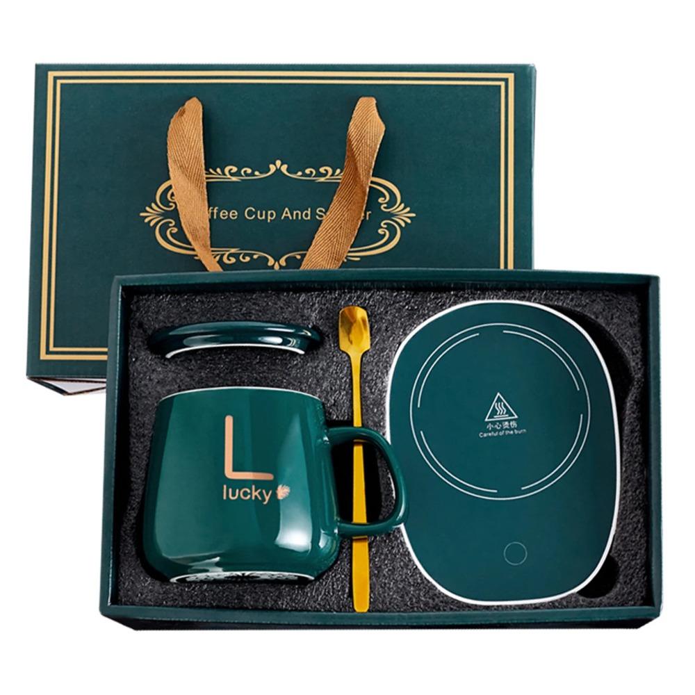 55℃ Умная кружка для кофе, электрическая керамическая кружка для подогрева чая с молоком на 400 мл, многофункциональный набор чашек с термостатом для подарка