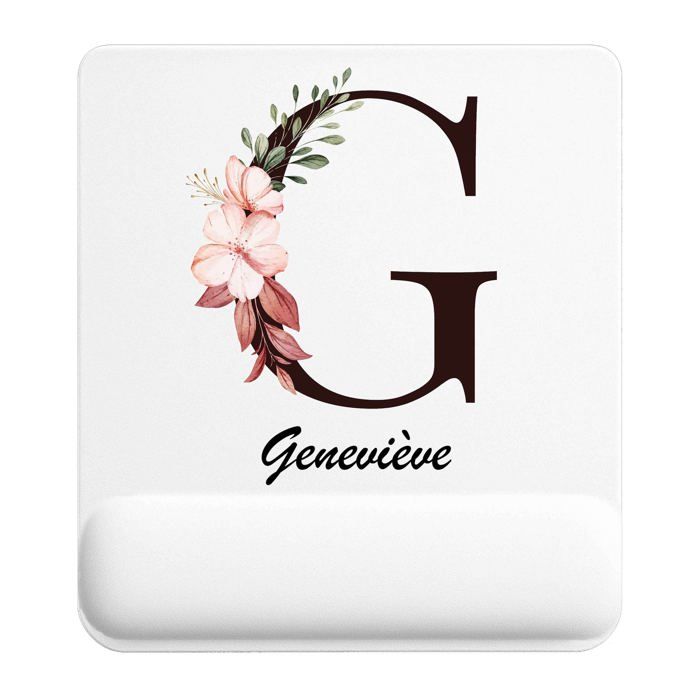 Tapis de souris - PLANETEE - Geneviève Lettre Fleur - 22x18 cm - 3 mm - Surface antidérapante