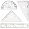 Coopay 4 Pieces Math Geometry Tool Set Includes Plastic Clear Ruler, Protractor, Triangle for School Office Home Supplies (6 inch)