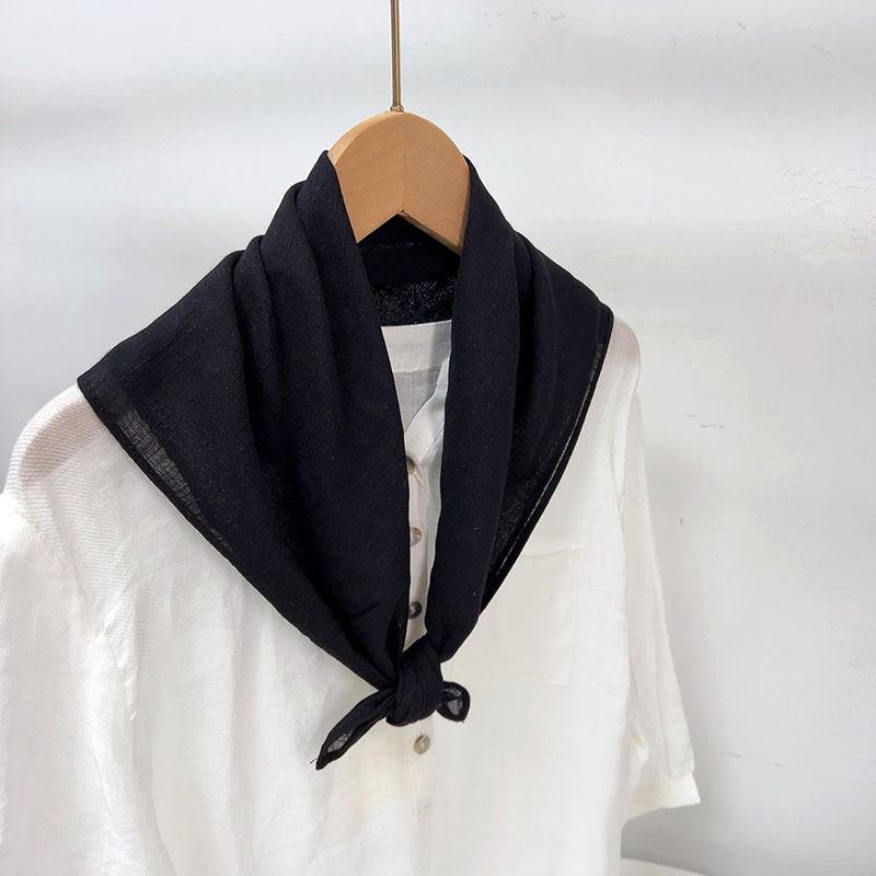 Clearance Welfare Retro Linen Square Scarf Literary And Versatile Women'S Summer Neck Protection Cotton And Linen Small Silk Scarf Scarf Printed Model