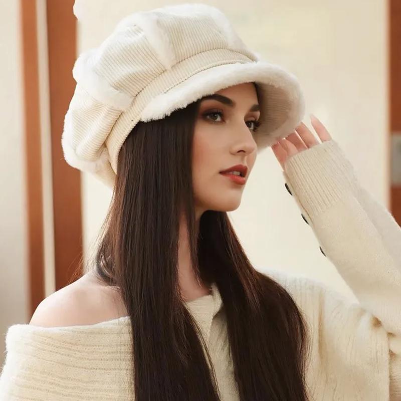 1 шт. Подкладка из плюша Подарочный вельветовый материал Универсальный берет Изысканный утолщенный дизайн Теплые аксессуары Элегантный 56-58 см