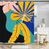 Nordic Style Abstract Art Leaves Print Shower Curtain Waterproof Polyester Bath Curtain Color Block Curtains For Bathroom Decor