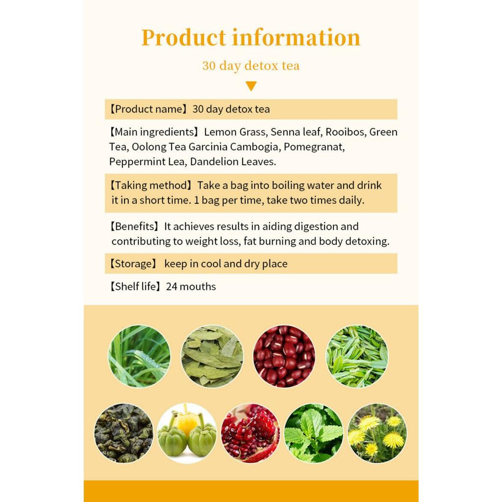 30-дневный натуральный детокс-чай с лимоном в пакетиках для похудения — сжигание жира, очищение и обновление