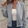 Autumn Winter Solid Color Zipper Jacket Baseball Collar Casual Coat for Women Long Sleeve Jackets & Coats