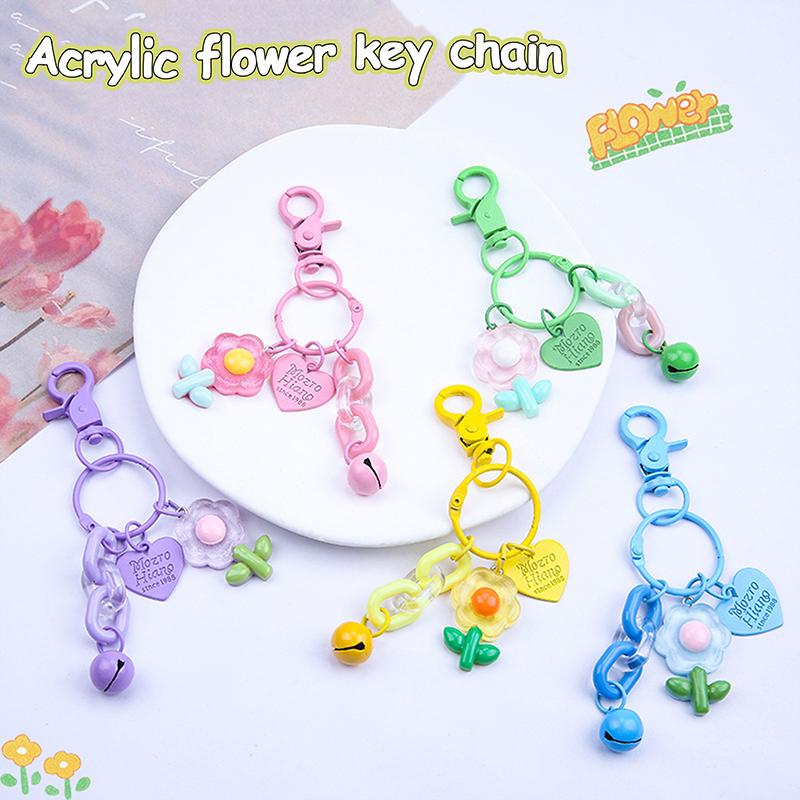 Creative Candy Color Flower Keychain Cute Cartoon Backpack Pendant Earphone Case Hanging Decoration Accessories Gifts