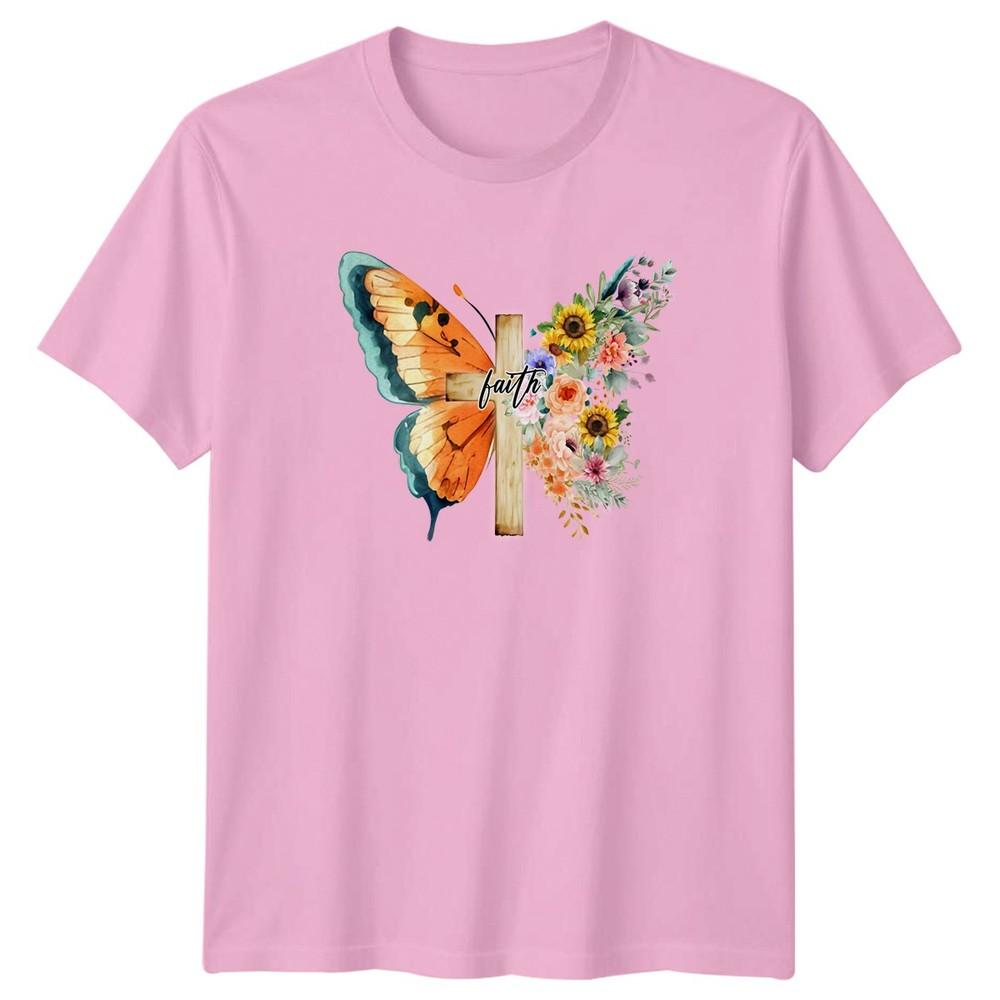 Faith Unisexs TShirt Floral Butterfly Christian Birthday Gift For Her