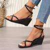 Women Wedges Sandals Fashion High Heels Open Toe Beach Shoes Summer New Brand 2025 Trend Walking Slides Slingback Zapatos Mujer