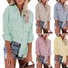 2024 Spring/Summer Women's Striped Cotton-Polyester Long-Sleeve Shirt