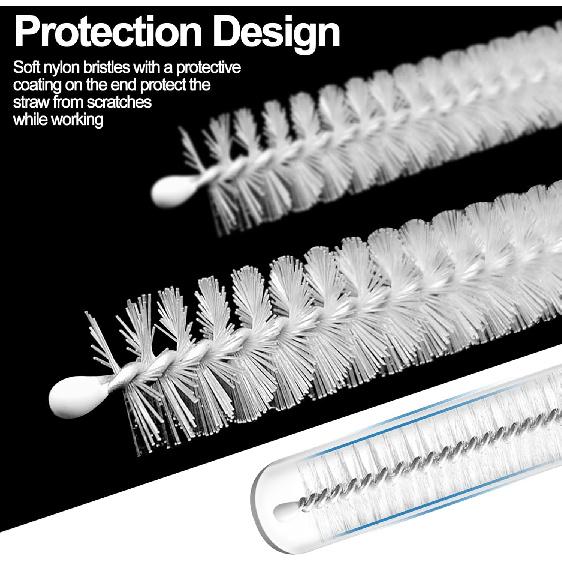 Owala Straw Cleaner Brush - Extra Long 12.5 inch Pipe Cleaners, Extra Wide 10mm Stainless Steel Cleaning Brush Set for Straws on Cups, Water Bottles,