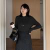 Large size women's simple commuter semi-turtleneck bottoming shirt autumn wool hot diamond versatile top 343221