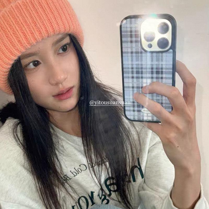 Модный Усовершенствованный Чехол для Телефона с Клетчатой Рамкой Для iPhone 16 15 14 12 13 11ProMax Mini Pro XR XS 7 8 Plus Противоударный Защитный Чехол