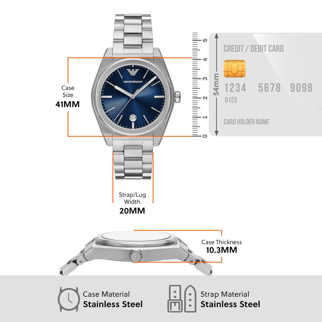 [Emporio Armani] Часы NA AR11620 Мужские Серебристые