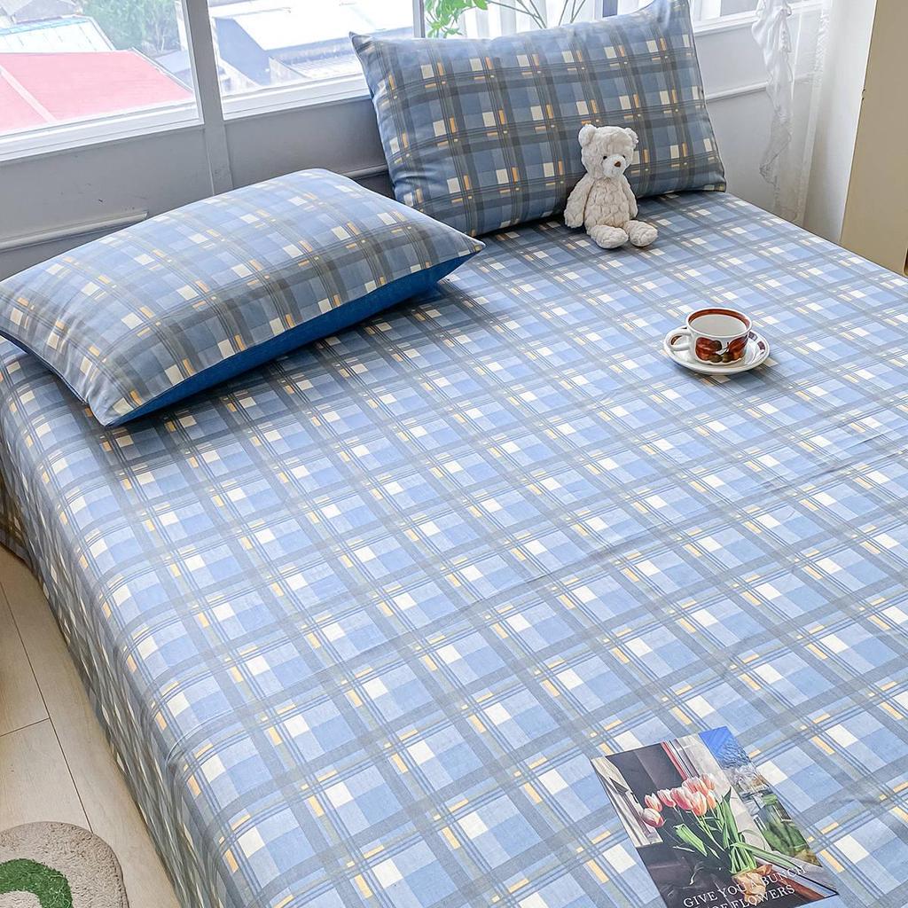 Комплект постельного белья из чистого хлопка, три предмета - Грубая ткань, на резинке, Подходит для общежитий и младенцев