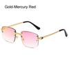 High Quality Cut Edge Rectangular Sunglasses Rimless Gradient Lens Shades  for Women & Men