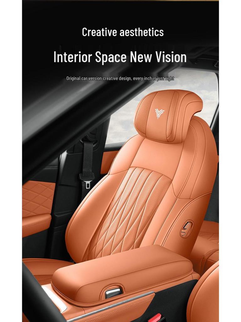 Nezha L Universal Full Leather Car Seat Cushion - Perforated, Full Surround, All-Season Cover.