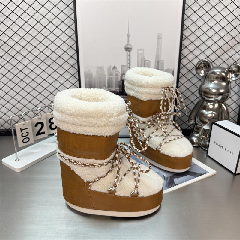 Waterproof version of gypsy moon snow boots women's winter new medium and high tube lace-up non-slip warm ski shoes