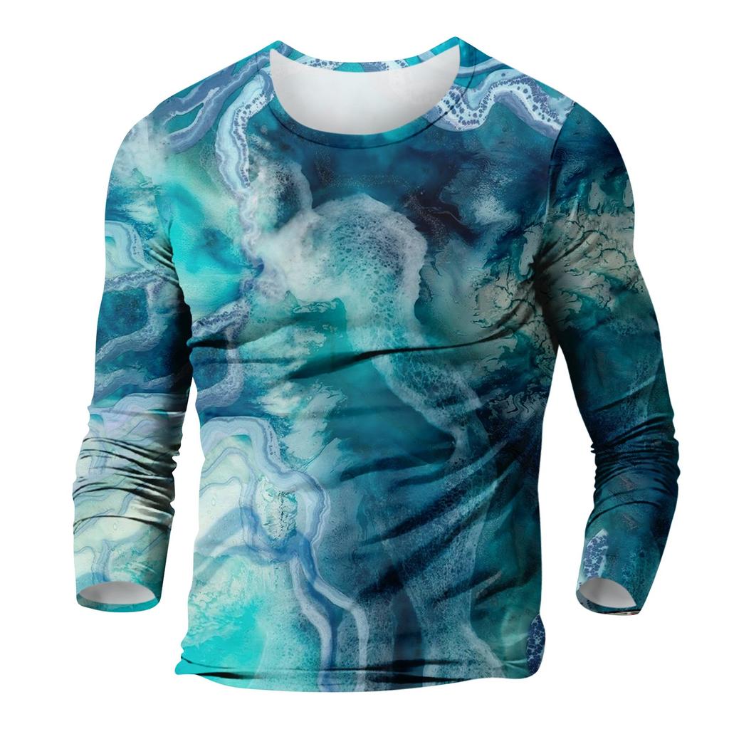 Муж. Футболка Графика Абстракция Шея Одежда Одежда На открытом воздухе Длинный рукав С принтом Модельер Винтаж