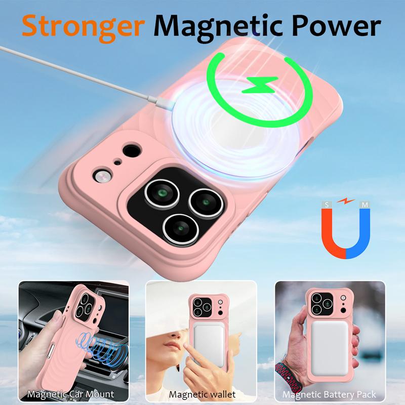 For iPhone 17 Pro Max,17 Air Case Magnetic Soft TPU Liquid Silicone Strap Cover With Microfiber Lining for iPhone17