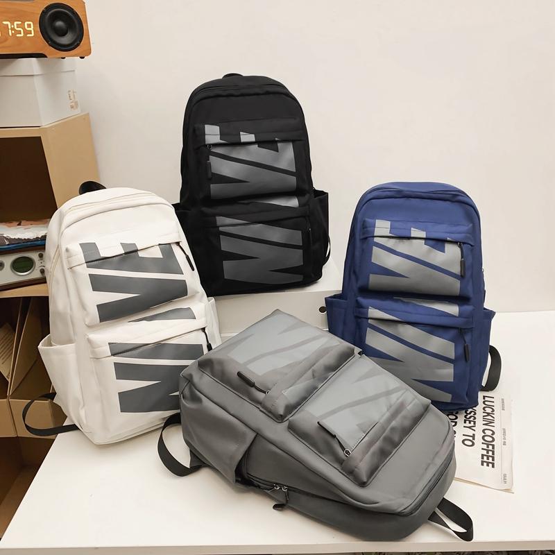 Men Large Capacity Backpack Middle School Student Schoolbag Lightweight Nylon Waterproof Travel Backpack