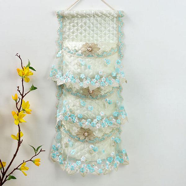 Винтажная кружевная подвесная сумка для хранения, настенная подвесная сумка для хранения на двери, задняя сумка для хранения с вышивкой, гардероб, сумка для хранения туалетной ткани