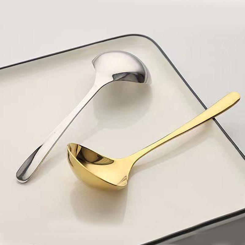 Stainless Steel Spoon Big Head Spoon Thickened Large Capacity  Pot Soup Spoon Drinking Porridge Spoon Kitchen Tools