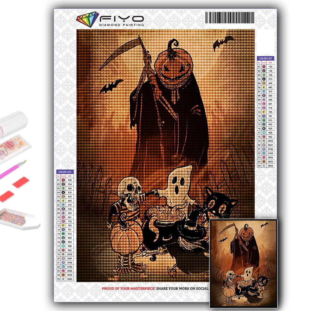 DIY 5D Diamond Painting Halloween Pumpkin And Witch Castle Cross Stitch Kit Full Drill Embroidery Mosaic Art Picture of Rhinestones Gift