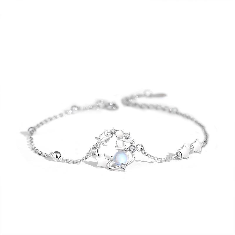 Браслет Little Prince Rose, женский оригинальный дизайн из чистого серебра, браслет Moonlight Stone Planet, корейское издание