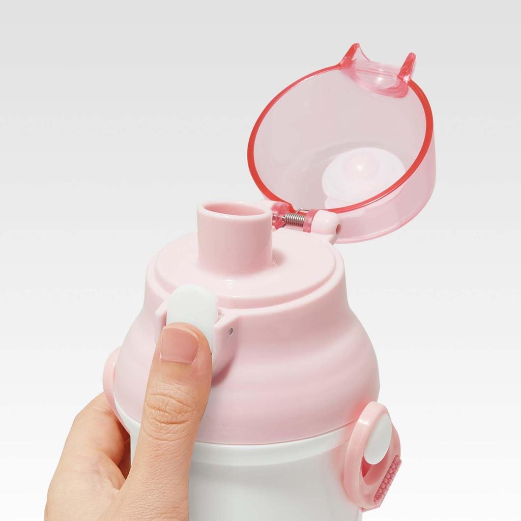 Skater Children's Water Bottle, 480ml, Direct Drinking, Plastic, One-Touch Operation, Dishwasher Safe, Made in Japan, Kobito Zukan (Peach Butt)