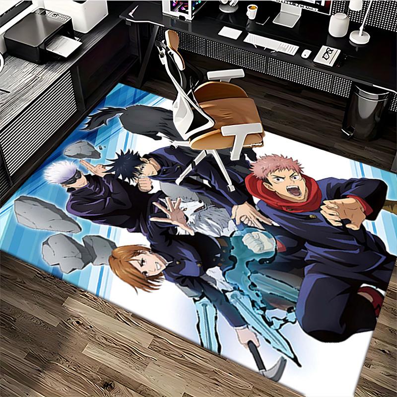 1pc Anime Cartoon Design Jujutsu Kaisen Characters Office Chair Mat Non-Slip Carpet Suitable for Home Decor Living Room Bedroom Game Room Festival Gif